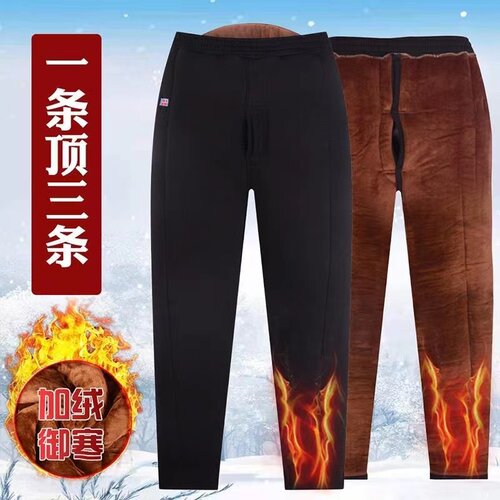 爷爷冬季保暖发热棉裤居家睡裤男
