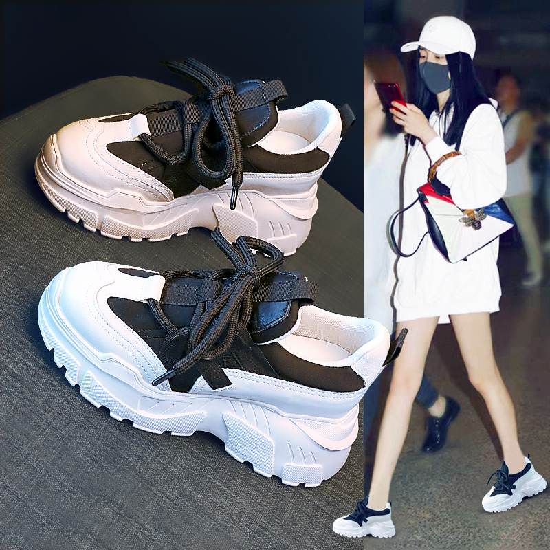 真皮内增高老爹鞋显脚小厚底运动