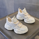 女真皮2025年春季 百搭小白鞋 厚底女鞋 内增高老爹鞋 松糕休闲运动鞋
