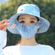 新款 采茶骑车遮脸紫外线防晒干活透气帽 口罩一体帽遮阳帽男女夏季