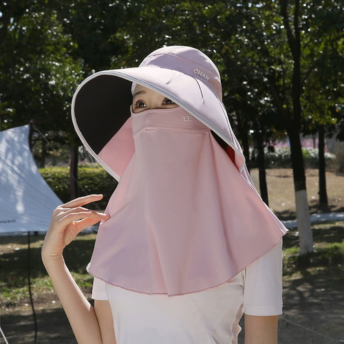 防晒帽子女夏季防紫外线披肩遮阳全脸护颈面罩一体户外出行太阳帽