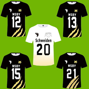 卫衣 T恤衫 夏季 排球少年黑狼队cosplay3D印花男女休闲运动短袖