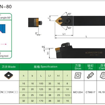 50度 40度数控外圆车刀杆 MCMNN2020K12 2525M12 3232P12-80 -100