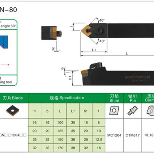 50度 40度数控外圆车刀杆 MCMNN2020K12 2525M12 3232P12-80 -100