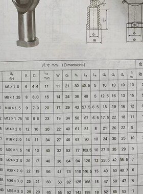 球头杆端关节轴承SI SA 30 35 40 50 60 45 70 80 T/K ES 正反丝