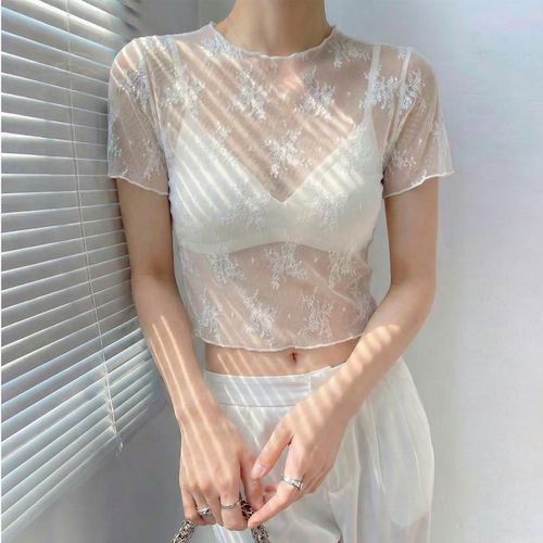 白色网纱蕾丝短袖t恤女2026新款
