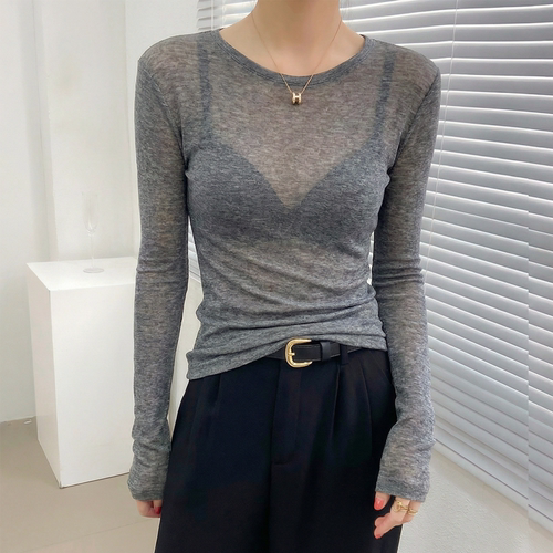 灰色内搭可外穿打底衫女防晒罩衫
