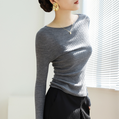 扬子纱羊毛打底衫女高端灰色