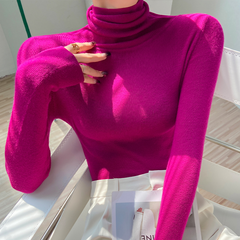羊毛高领打底衫女2024新款冬季
