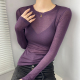 t恤女薄纱罩衫 紫色内搭打底衫 超漂亮长袖 纯欲风高级感上衣微透薄