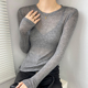 灰色打底衫 上衣微透薄纱可外穿透 t恤修身 2025新款 女长袖