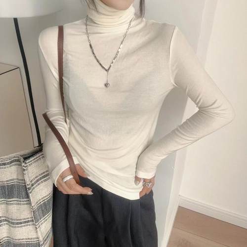 白色高领打底衫女2025新款