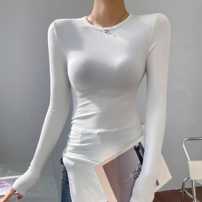 磨毛打底衫中长款上衣女遮屁股