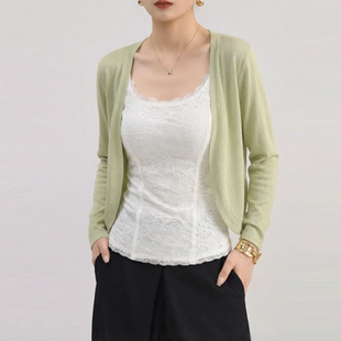 上衣 高端披肩洋气防晒薄款 绿色针织开衫 外套女高级感2026超火爆款