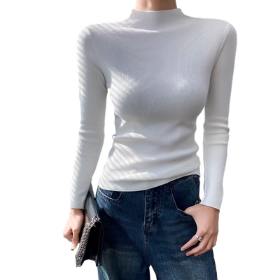 打底衫女秋冬白色高级感修身毛衣