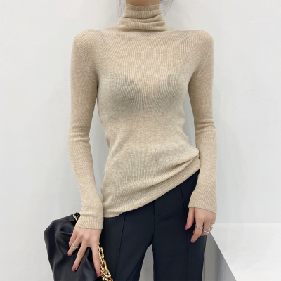 高领羊毛针织打底衫高端修身毛衣