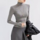 灰色高领打底衫 女秋冬内搭紧身垫肩超好看高端轻奢高级感修身 上衣