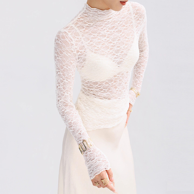 网纱打底衫女高端蕾丝
