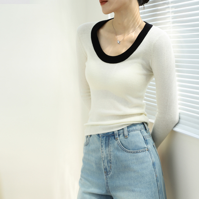 低领超细羊毛打底衫女秋冬高端