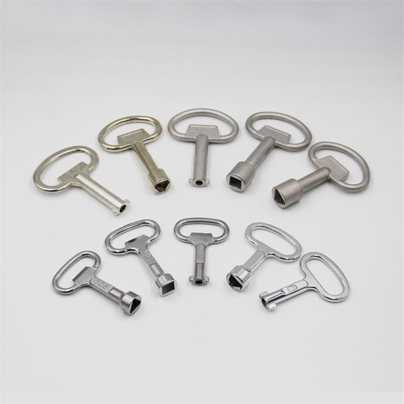 锌合金三角钥匙MS705锁开不锈钢 304配电箱锁圆锁X钥匙开 通用