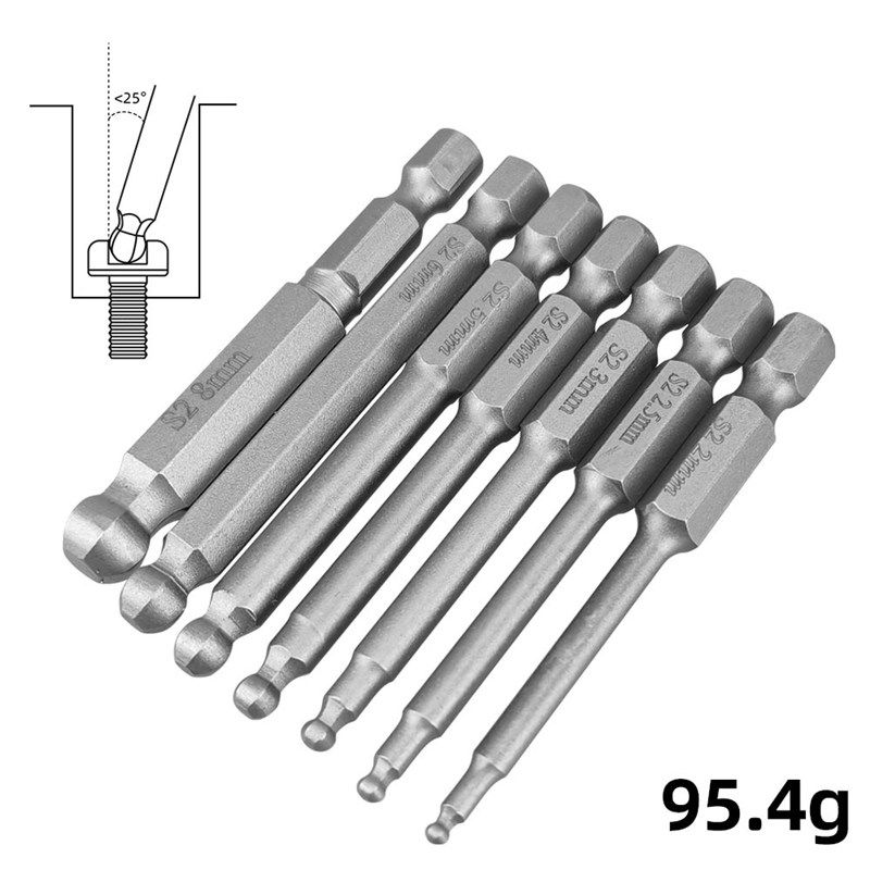 空心梅花批头六角柄带磁50mm,75Jmm,100mm批头组合