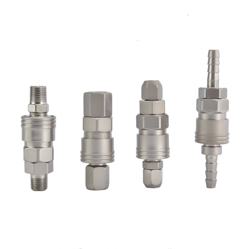 C式自锁b铜镀镍快速接头SP20 弹簧管气枪SM20公母气管空压机接头