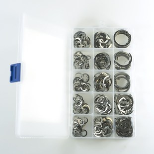 270pcs不锈钢304孔用挡圈 内卡 C形卡簧17规格盒装套装8-26