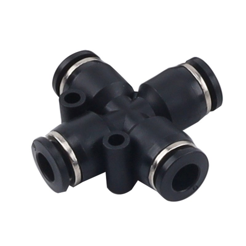 气动配件快速接头PU气管接头十字四通接头白色PZA4 6 8 V10 12快