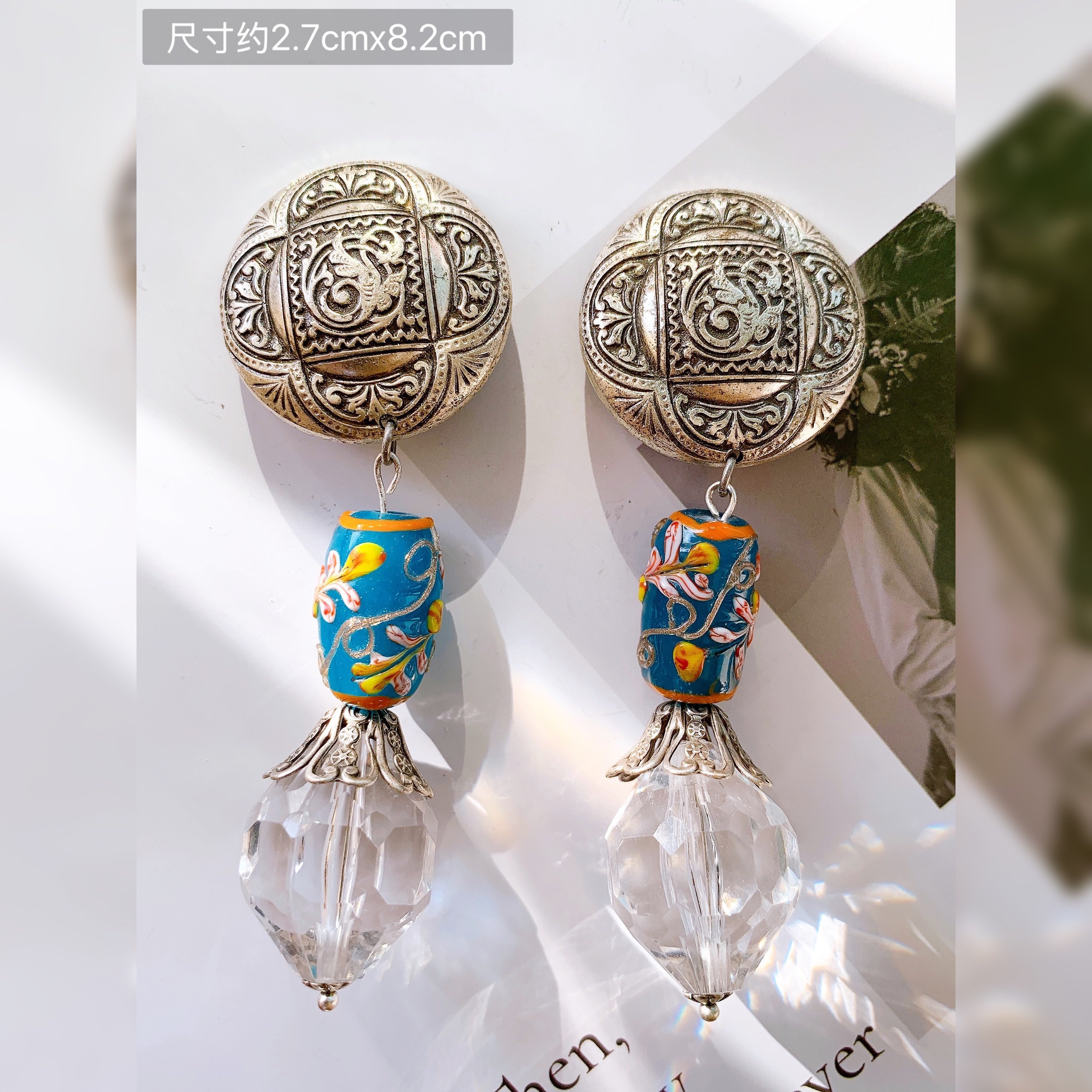 法产海外Vintage复古孤品中古耳夹琉璃+果冻耳夹