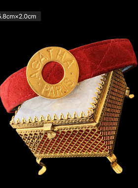 Vintage中古项圈阿加莎皮绒法国孤品项链Choker项圈