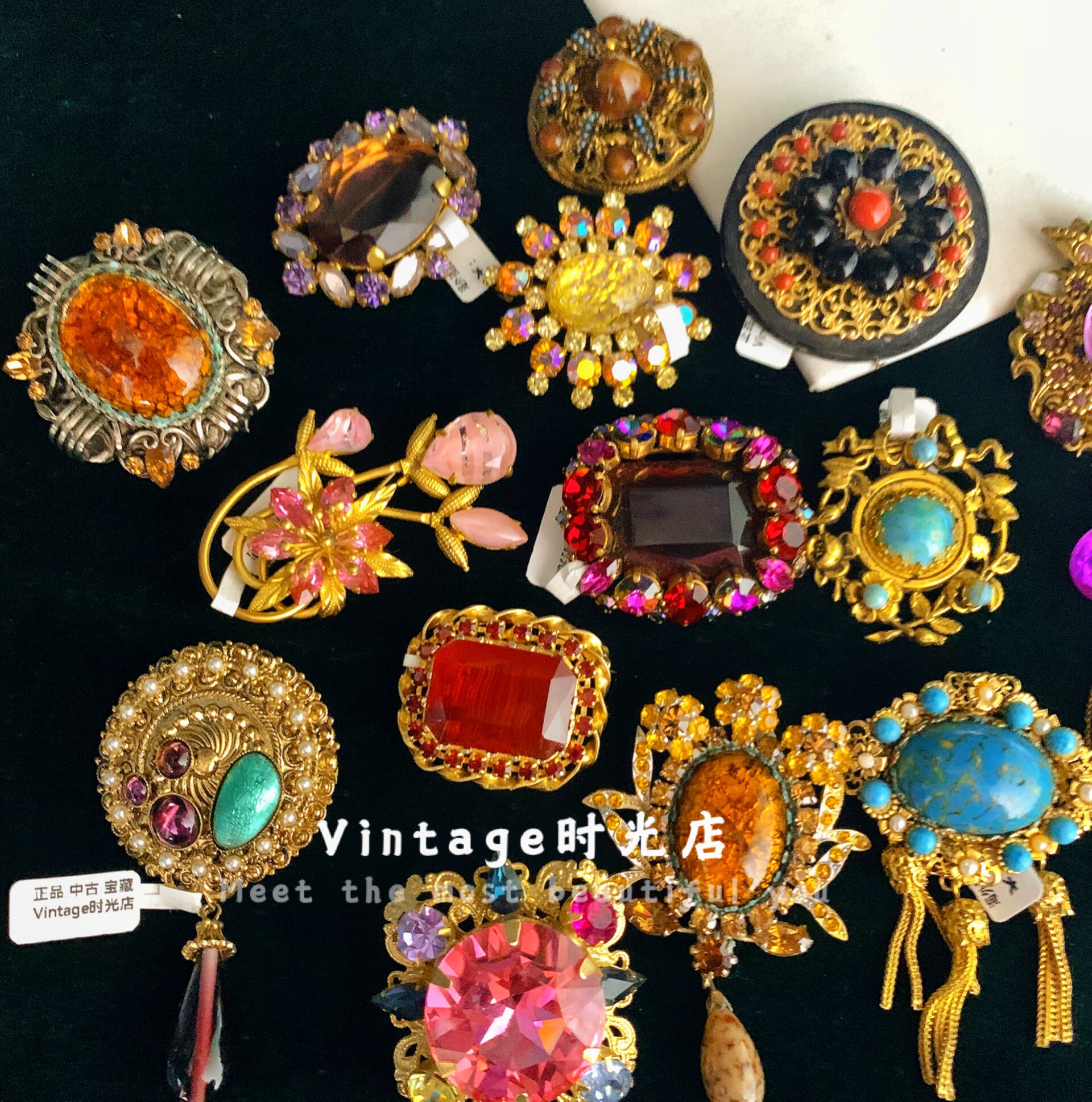 胸针首饰中古水晶琉璃