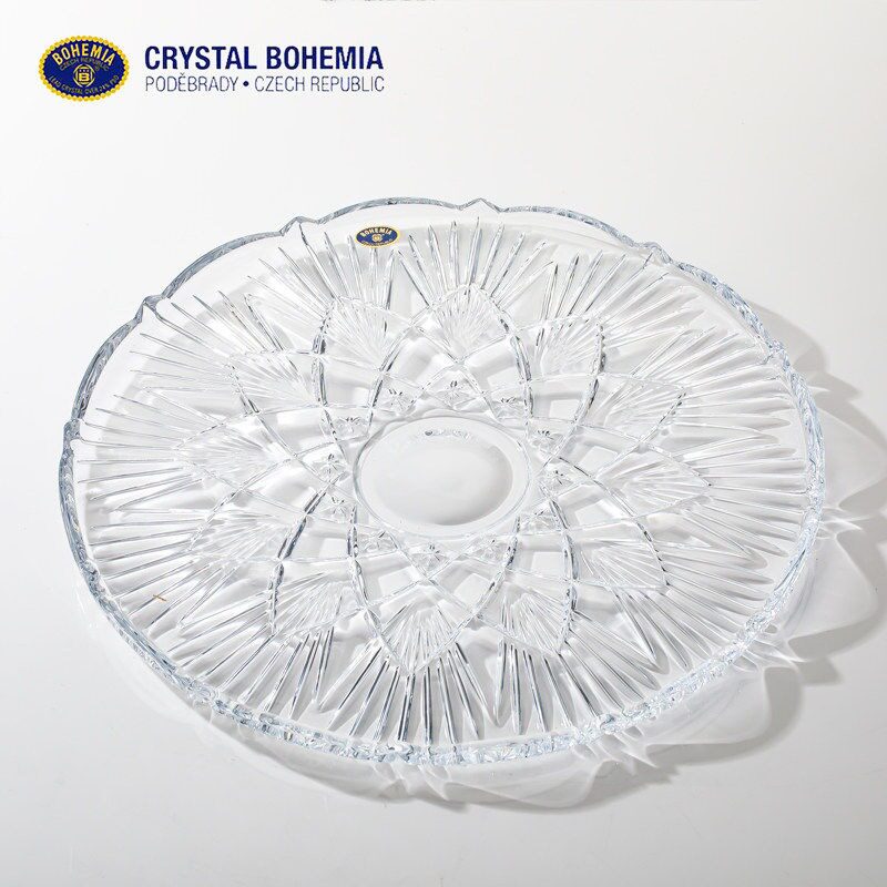 捷克进口BOHEMIA水晶玻璃创意果盘简约点心盘家用客厅水果盘平盘
