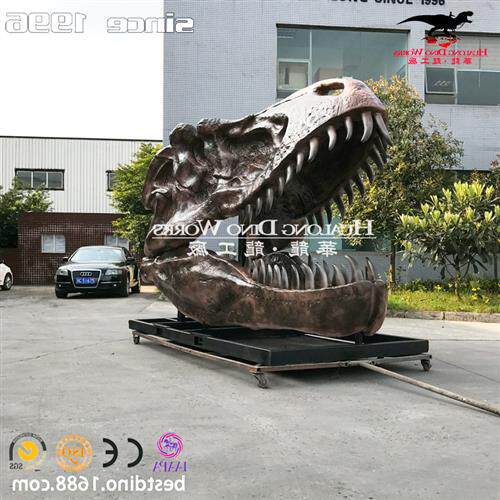 霸王龙头骨化石模型玻璃钢材质地质博物馆景区美陈引流研学模型