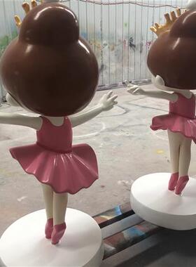 舞蹈学校门口大型卡通芭蕾女孩玻璃钢落地美陈雕塑装饰摆件