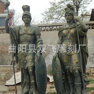 曲阳厂家制作西式 武士 人物铜雕玻璃钢雕塑仿铜武士铸铜欧式
