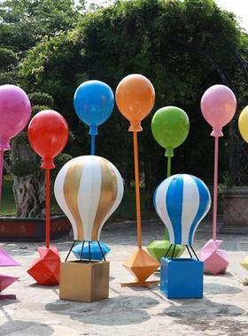 大型玻璃钢仿真热气球雕塑商场美陈展览景区观光户外气球装饰摆件