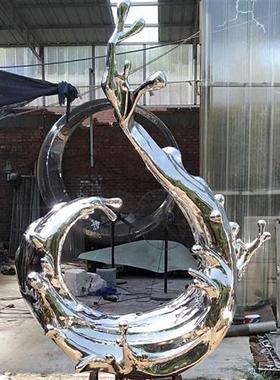 不锈钢镜面水浪花水滴雕塑定制城市房地产景观水池水波纹金属摆件