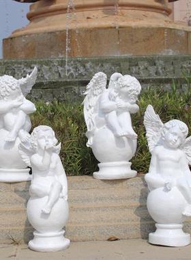 户外公园林景观玻璃钢欧式人物雕塑别墅花园庭院天使小区装饰摆件