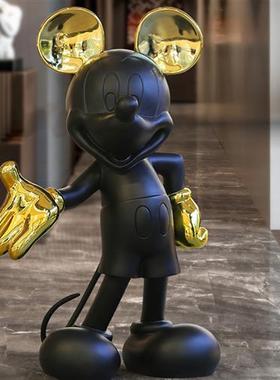 米老鼠落地大摆件卡通米奇玻璃钢雕塑创意家居玄关轻奢简约装饰品