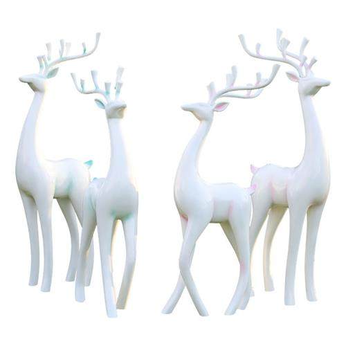 抽象梅花鹿摆件户外玻璃钢白鹿雕塑园林景观小品商场房产装饰美陈