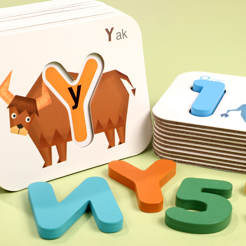 木制字母认知卡儿童益智幼儿园单词学习玩具动物配对拼图