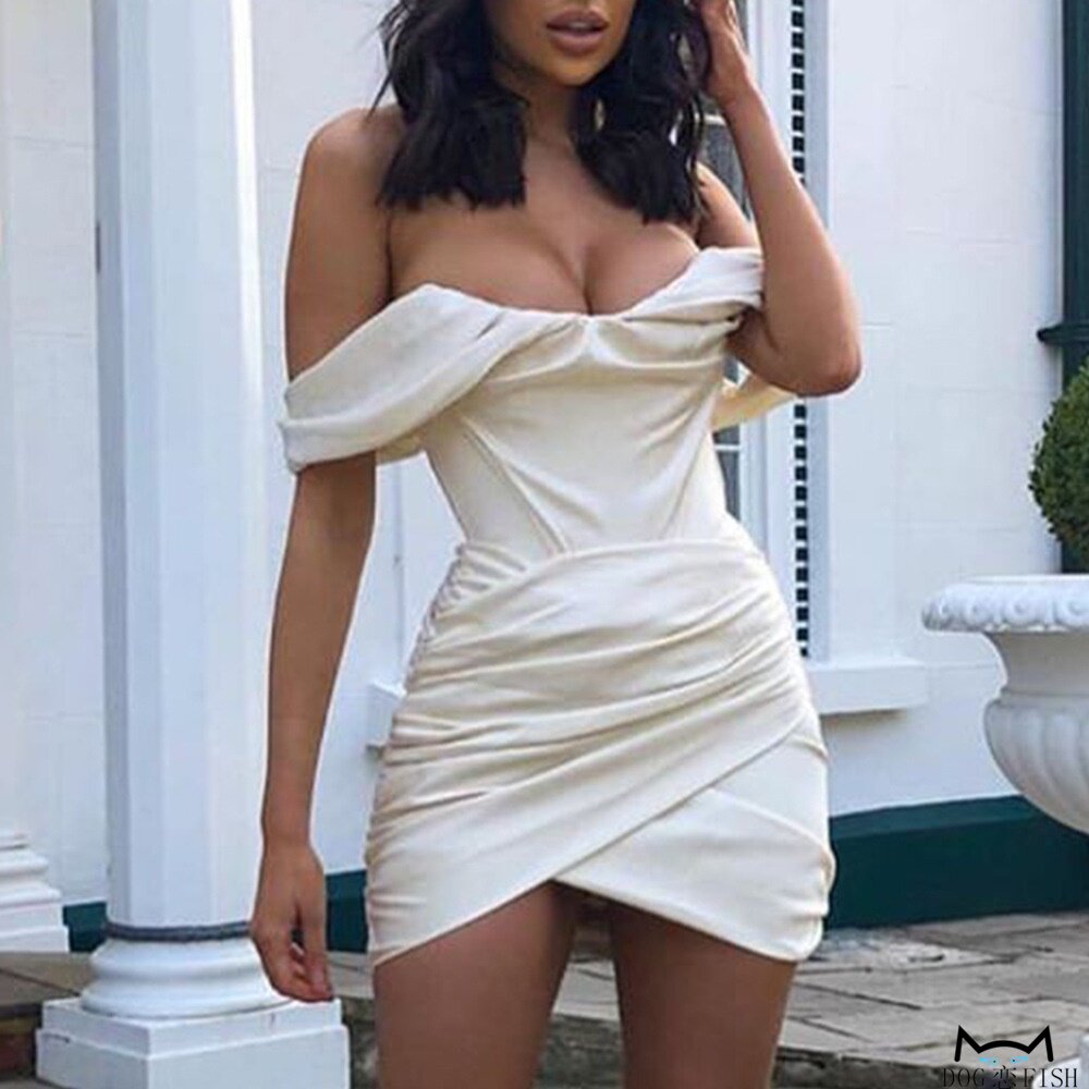 抹胸褶皱短裙带鱼骨INS网红性感欧美连衣裙party dress women 女