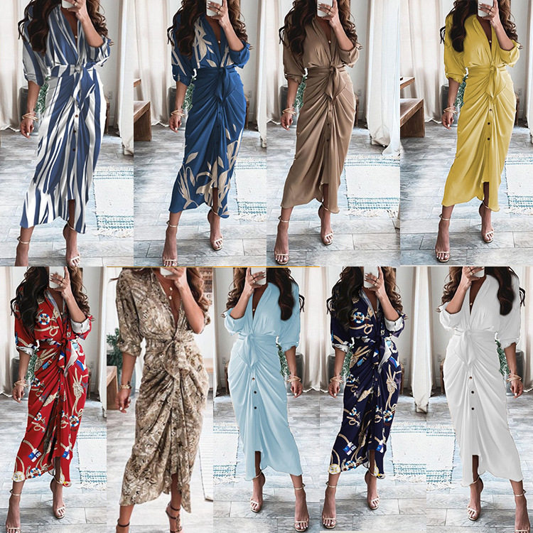 Irregular bind dress sexy printing fold 褶皱不规则绑带连衣裙