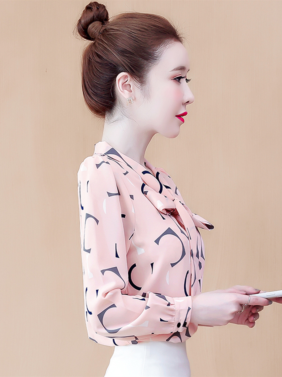 雪纺衬衫女2020年新款秋装洋气时尚衬衣女士长袖上衣春秋女式小衫