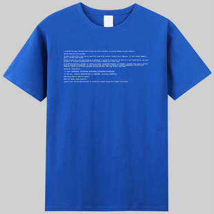 blue screen of death经典蓝屏电脑纯棉圆领短袖宽松t恤定制有趣