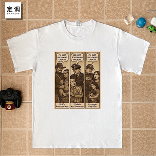 美国ICE讽刺漫画男女宽松上衣服纯棉短袖 orders following just