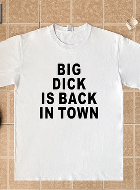 Big Dick in the town创意男T恤生日礼物Funny Gift衣恶搞笑字母