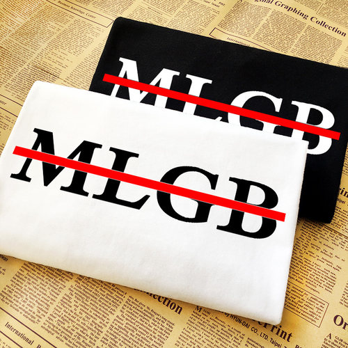 MLGB马勒戈壁个性丧感污英文字母印花纯棉短袖定制t恤衫潮牌宽松