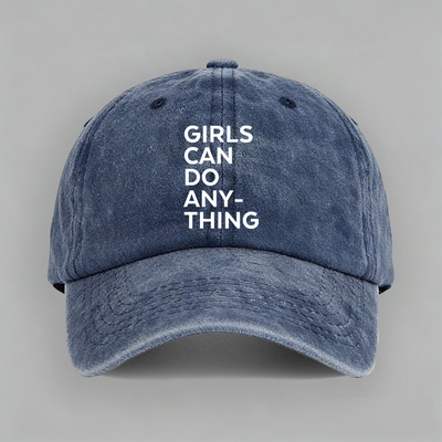 girls can do anything欧美字棉棒球帽子水洗软顶个性定制鸭舌帽