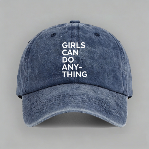 girls can do anything欧美字棉棒球帽子水洗软顶个性定制鸭舌帽